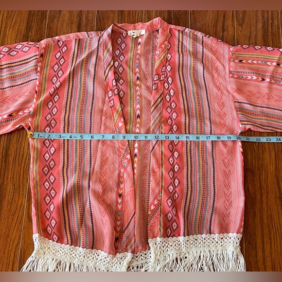 L8Ter Geometric Print Cardigan - Swim Suit Cover Up - Size: Medium - Picture 5 of 6